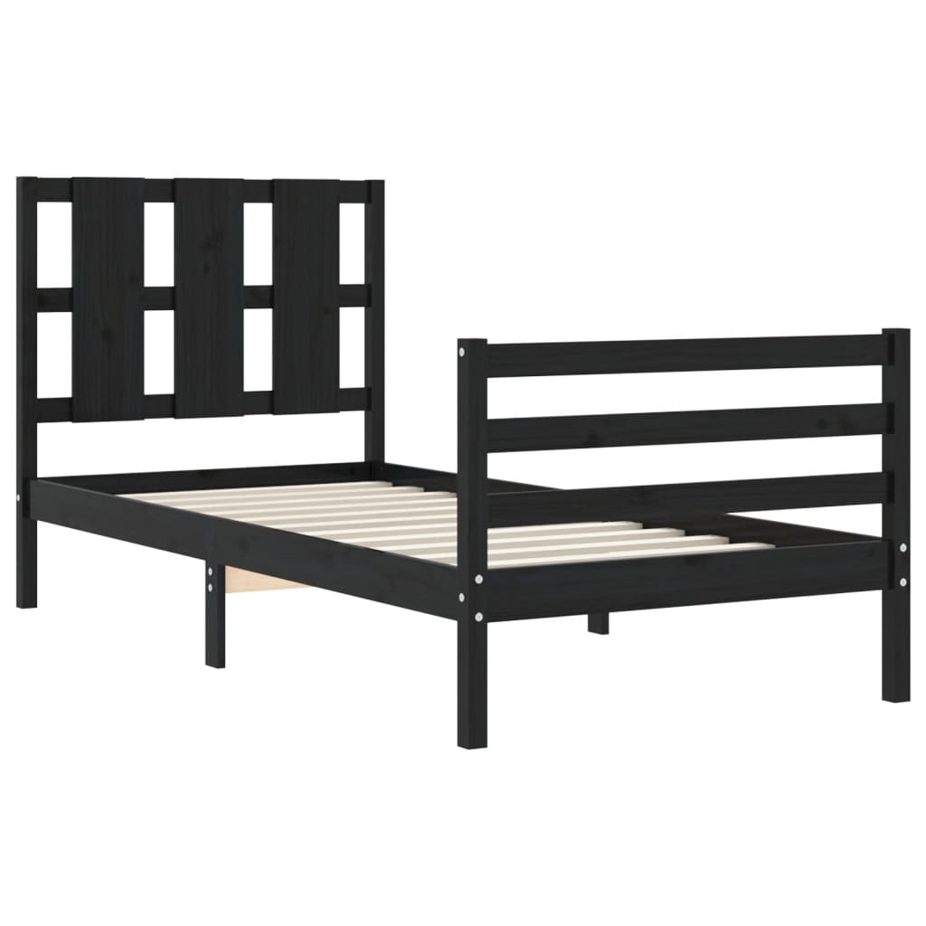 vidaXL Bed Frame without Mattress Black 90x200 cm Solid Wood