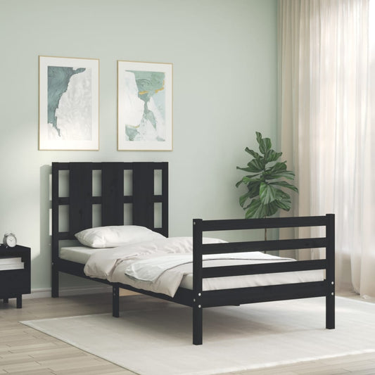 vidaXL Bed Frame without Mattress Black 90x200 cm Solid Wood