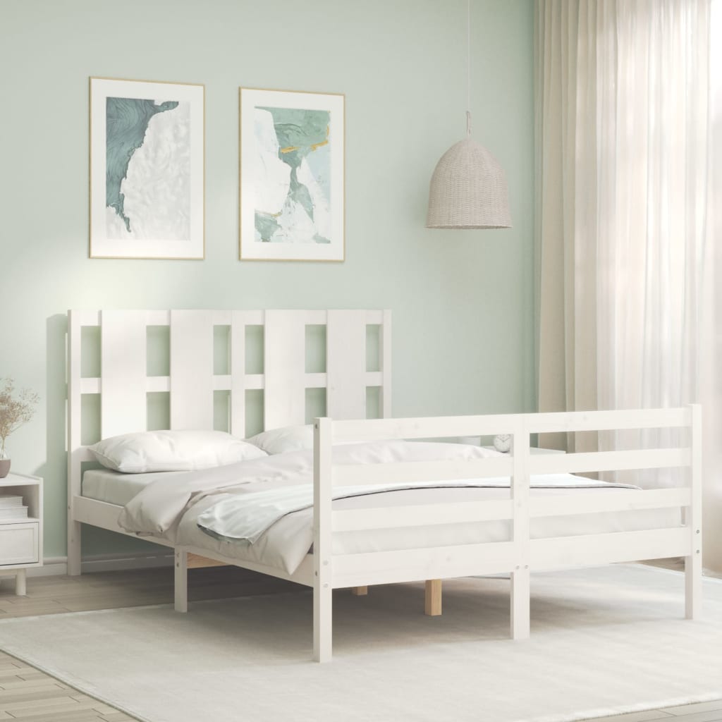 vidaXL Bed Frame without Mattress White 140x200 cm Solid Wood