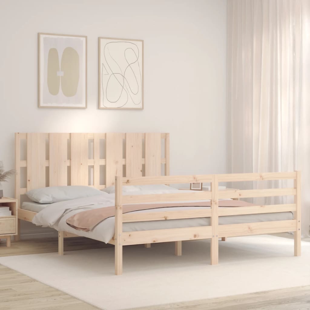 vidaXL Bed Frame without Mattress King Size Solid Wood