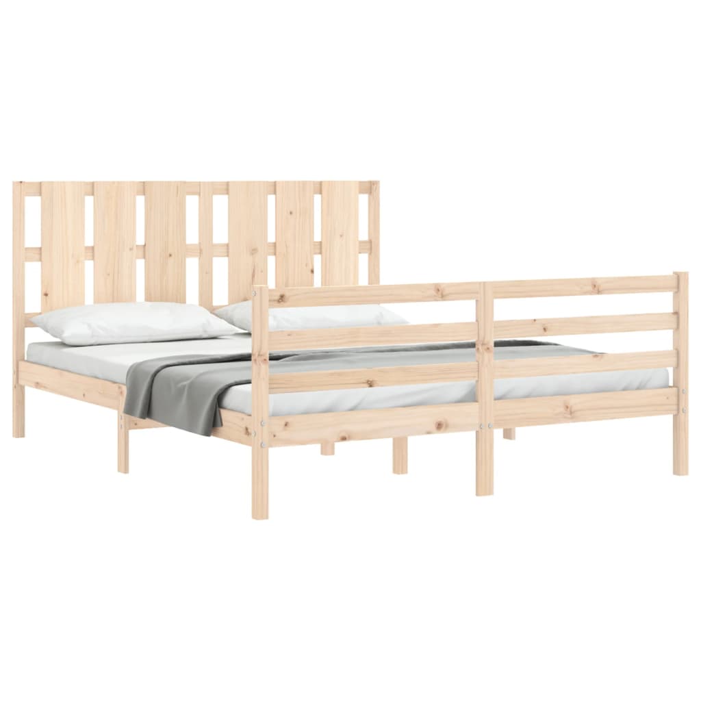 vidaXL Bed Frame without Mattress King Size Solid Wood