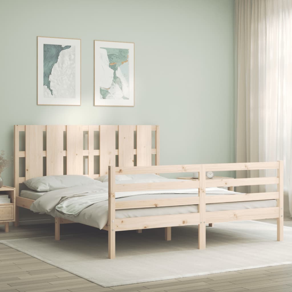 vidaXL Bed Frame without Mattress King Size Solid Wood