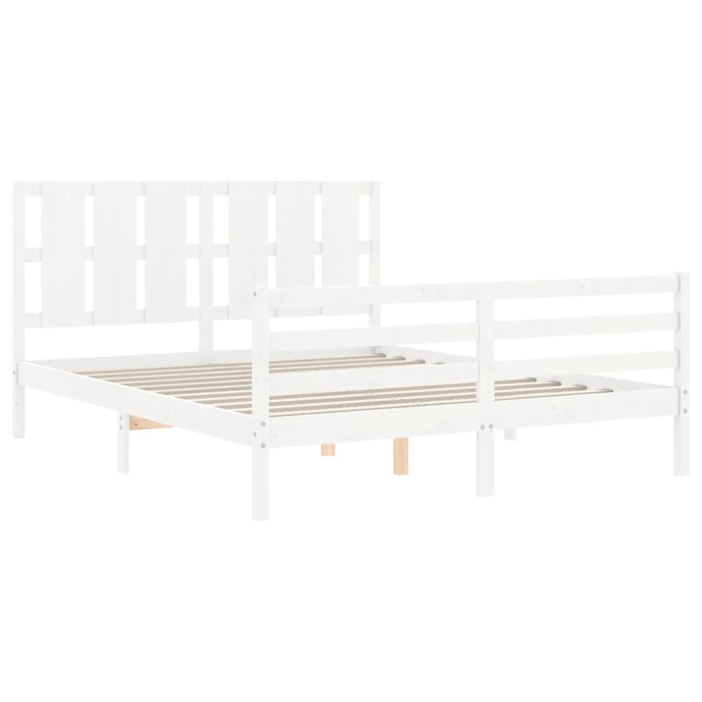 vidaXL Bed Frame without Mattress White King Size Solid Wood