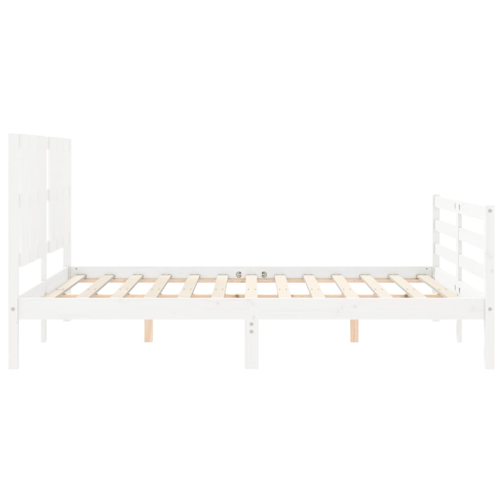 vidaXL Bed Frame without Mattress White King Size Solid Wood