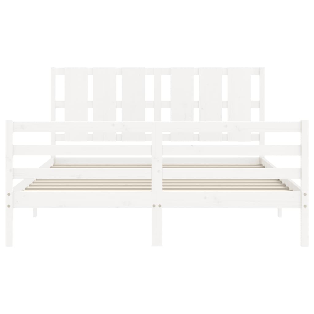 vidaXL Bed Frame without Mattress White King Size Solid Wood