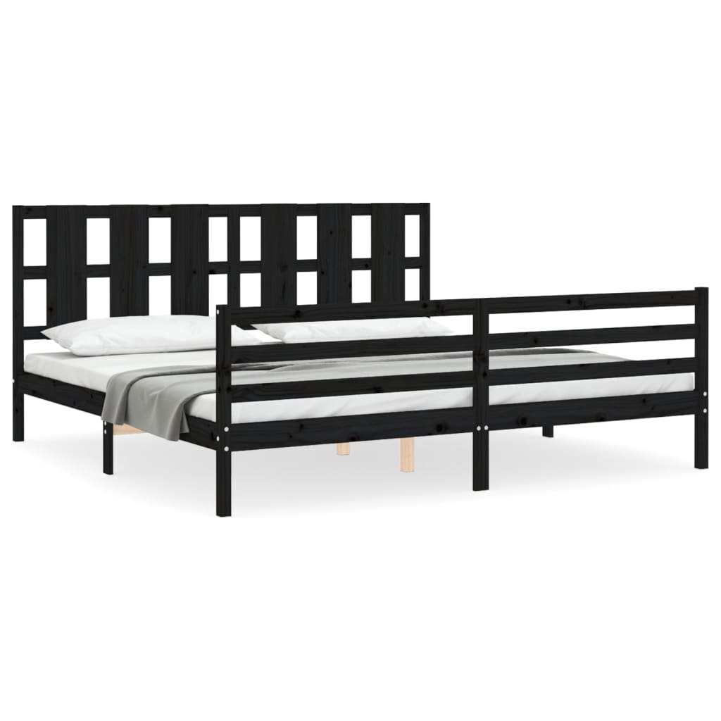 vidaXL Bed Frame without Mattress Black 200x200 cm Solid Wood