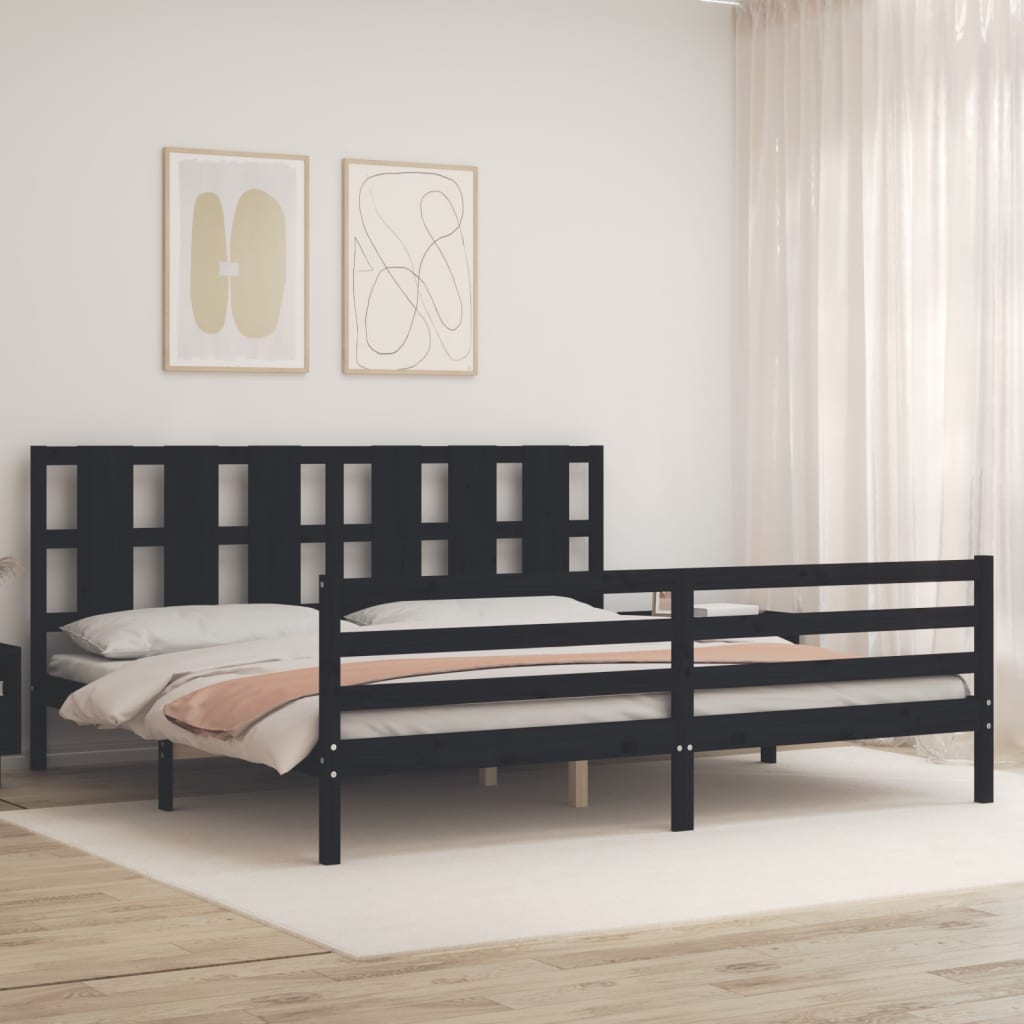 vidaXL Bed Frame without Mattress Black 200x200 cm Solid Wood