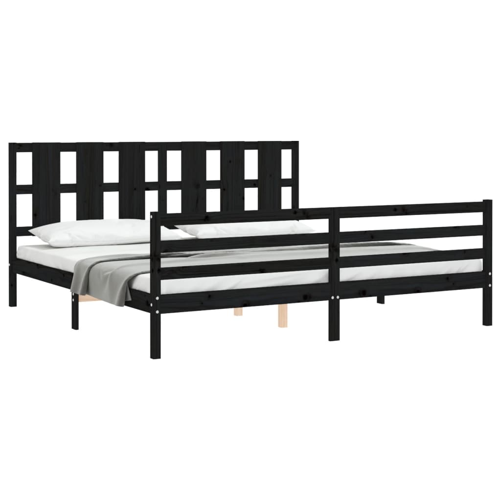 vidaXL Bed Frame without Mattress Black 200x200 cm Solid Wood