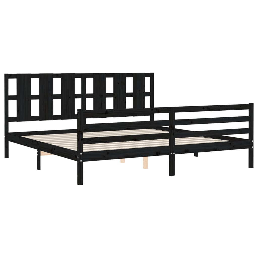 vidaXL Bed Frame without Mattress Black 200x200 cm Solid Wood