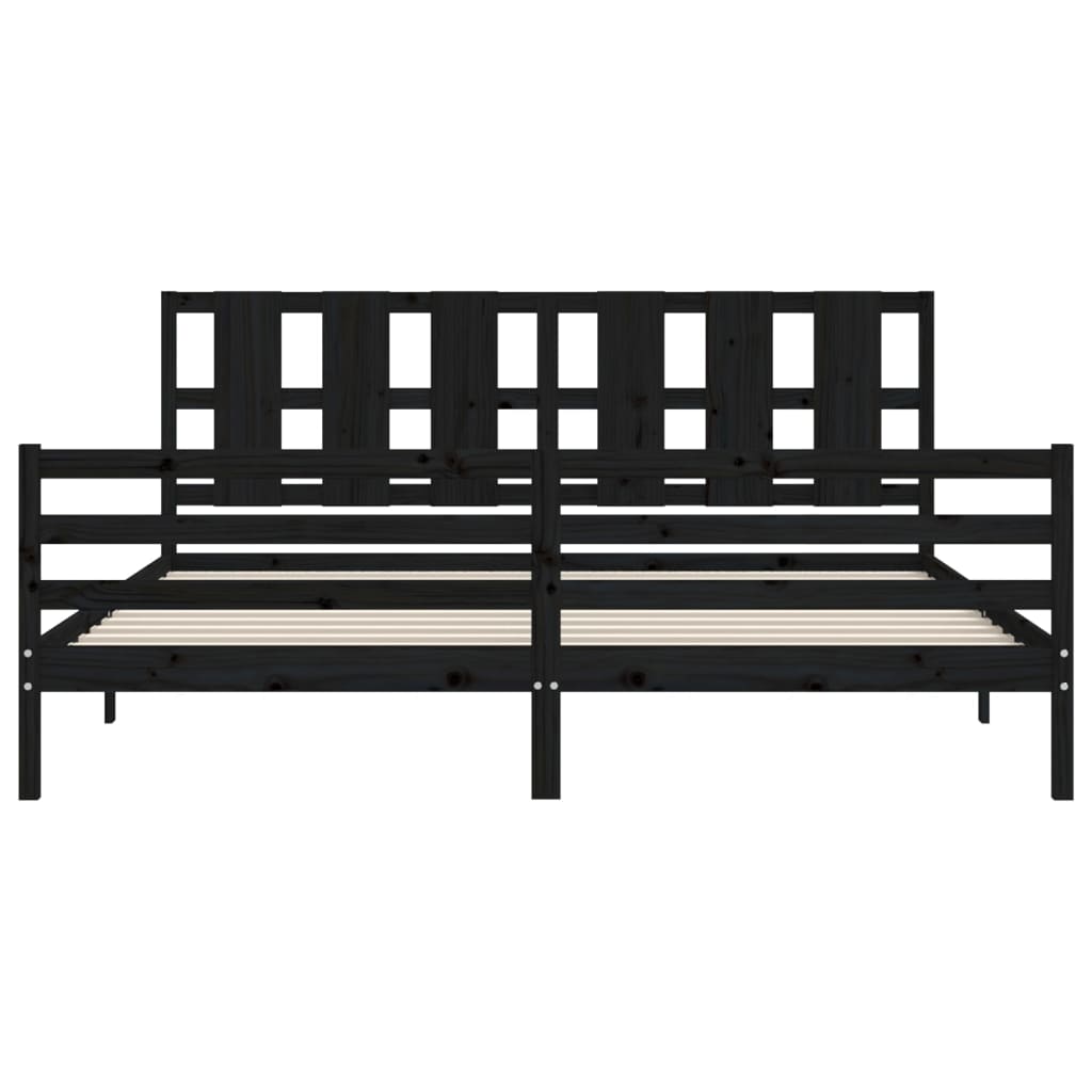 vidaXL Bed Frame without Mattress Black 200x200 cm Solid Wood