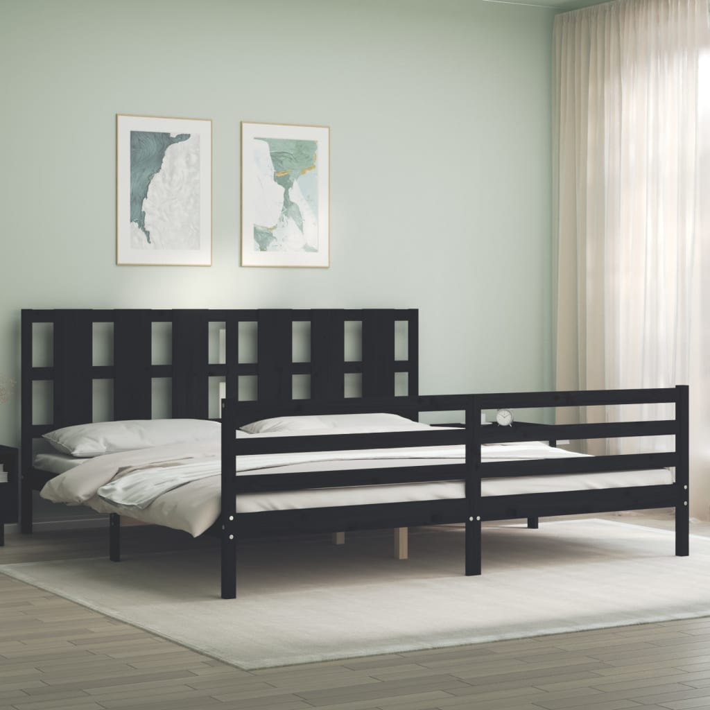 vidaXL Bed Frame without Mattress Black 200x200 cm Solid Wood