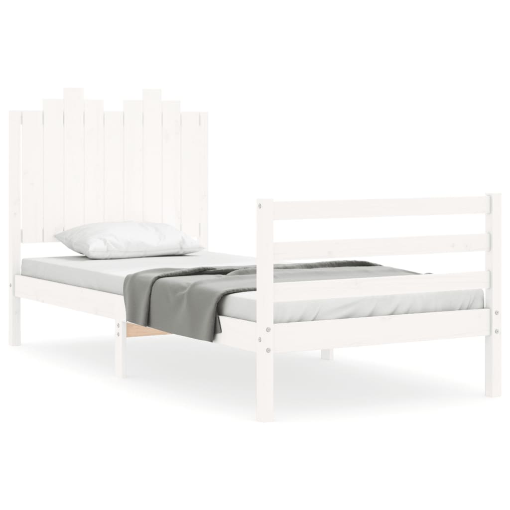 vidaXL Bed Frame without Mattress White Single Solid Wood