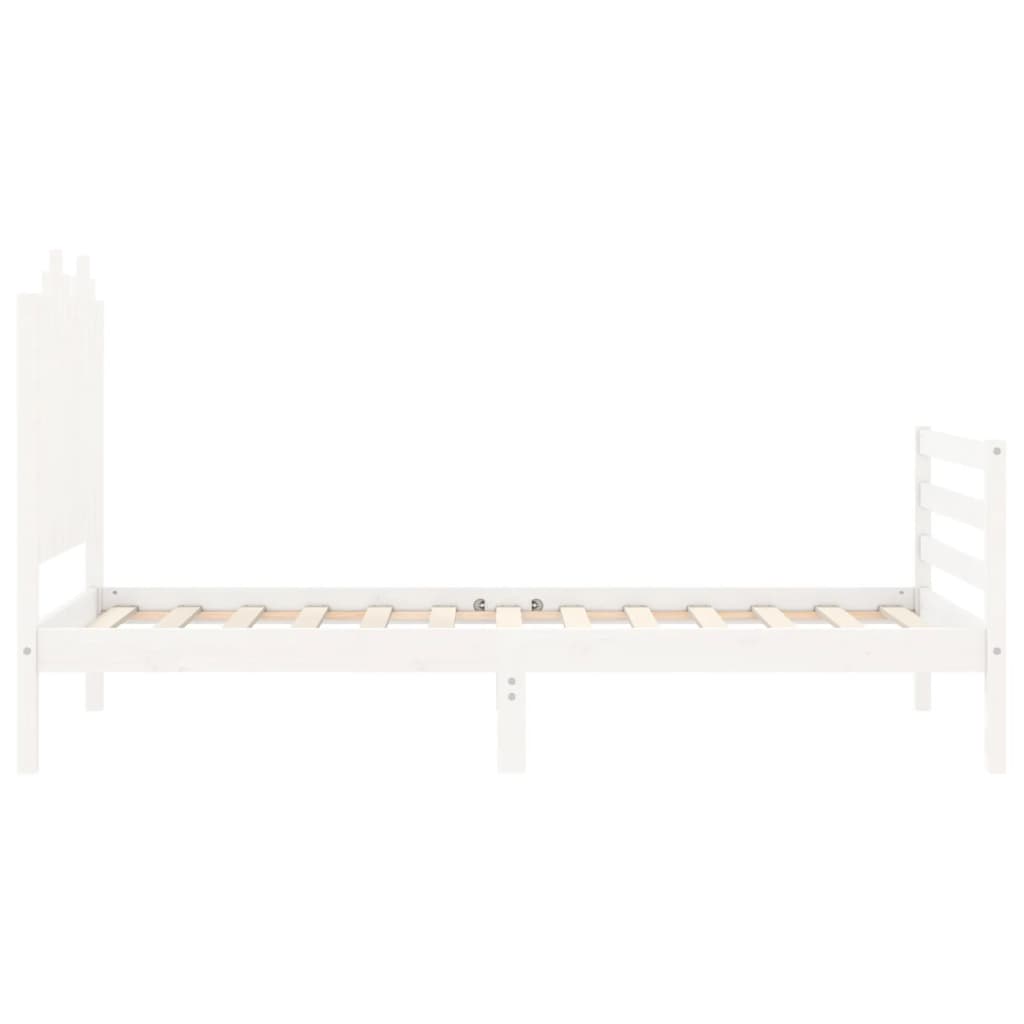 vidaXL Bed Frame without Mattress White Single Solid Wood