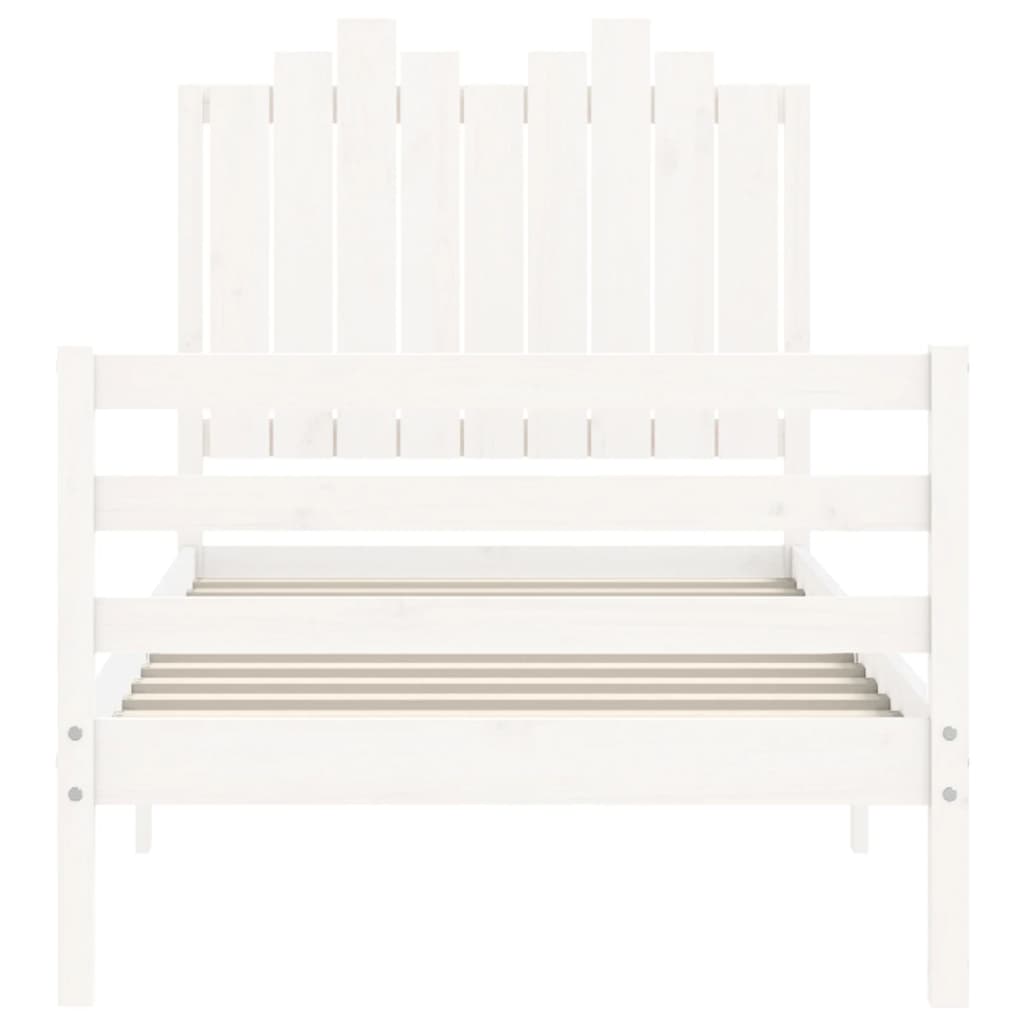 vidaXL Bed Frame without Mattress White Single Solid Wood