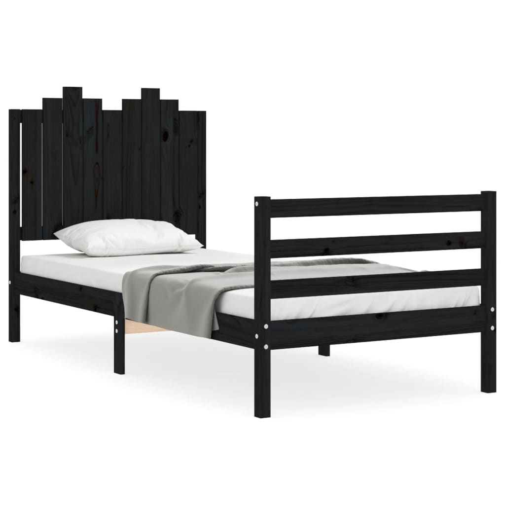 vidaXL Bed Frame without Mattress Black 90x200 cm Solid Wood