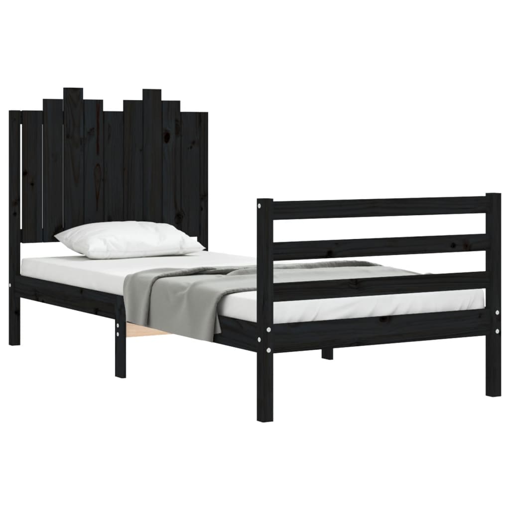 vidaXL Bed Frame without Mattress Black 90x200 cm Solid Wood