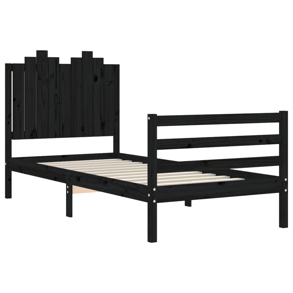 vidaXL Bed Frame without Mattress Black 90x200 cm Solid Wood