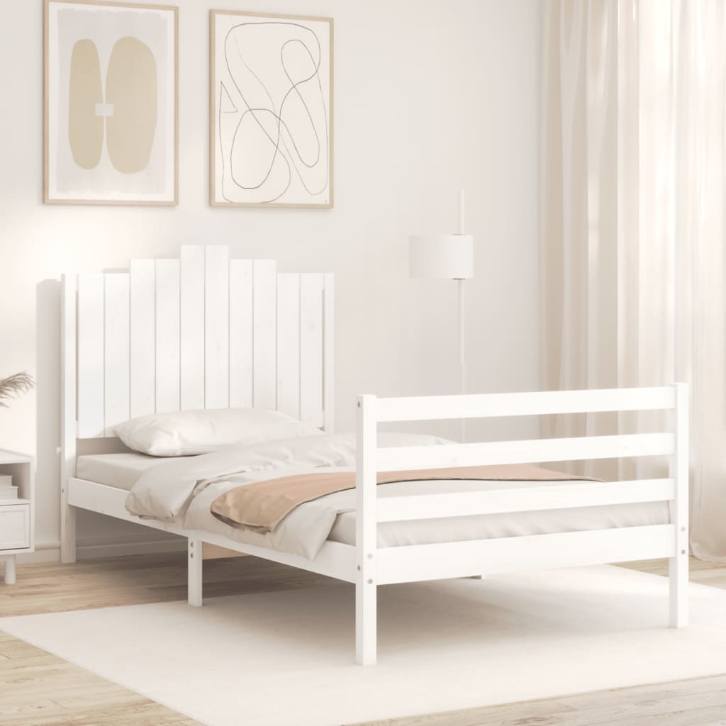 vidaXL Bed Frame without Mattress White 100x200 cm Solid Wood