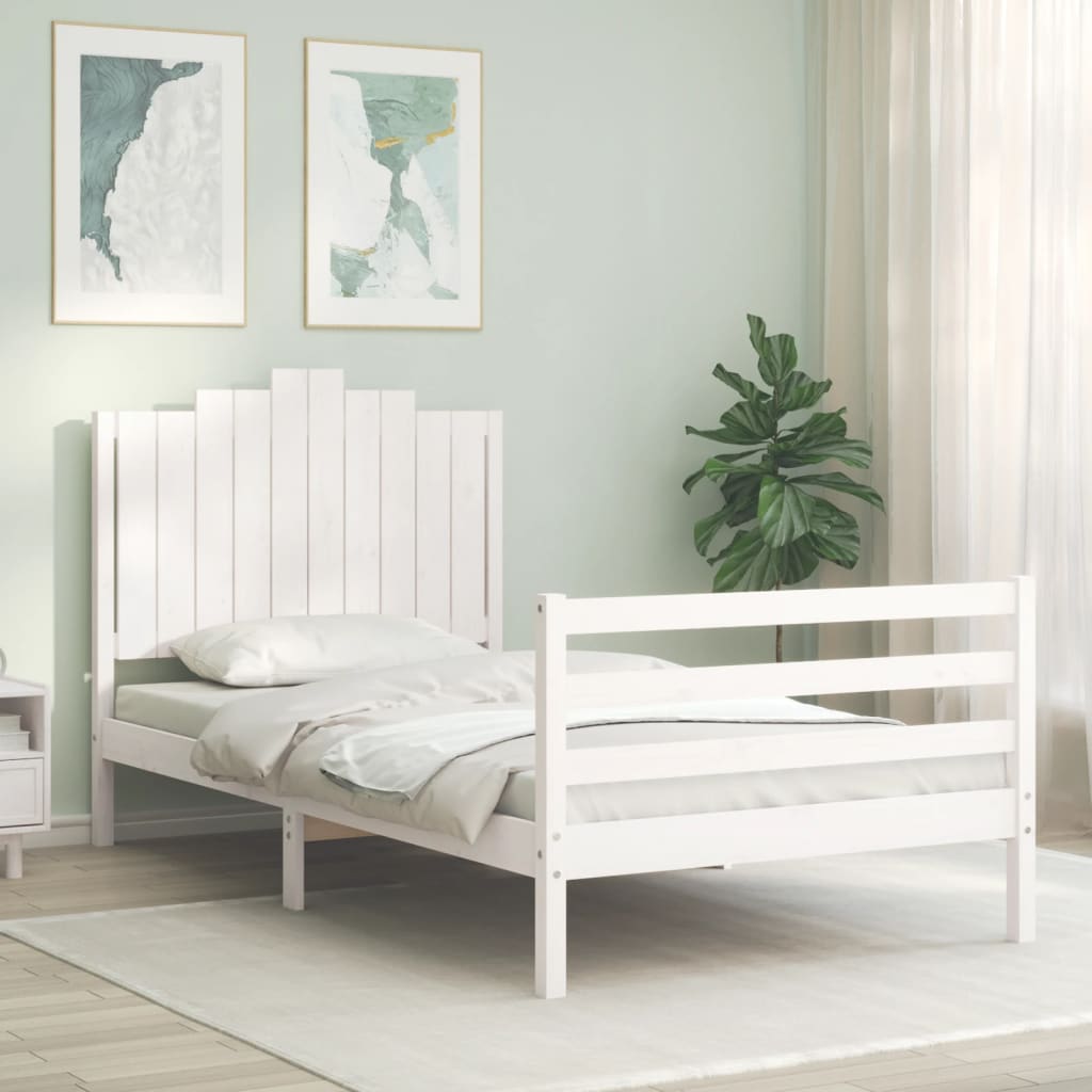 vidaXL Bed Frame without Mattress White 100x200 cm Solid Wood