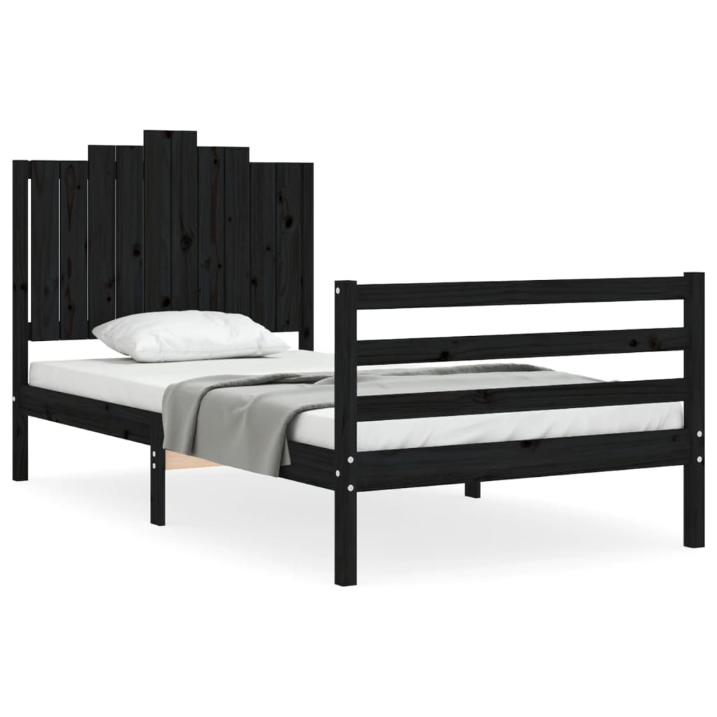 vidaXL Bed Frame without Mattress Black 100x200 cm Solid Wood