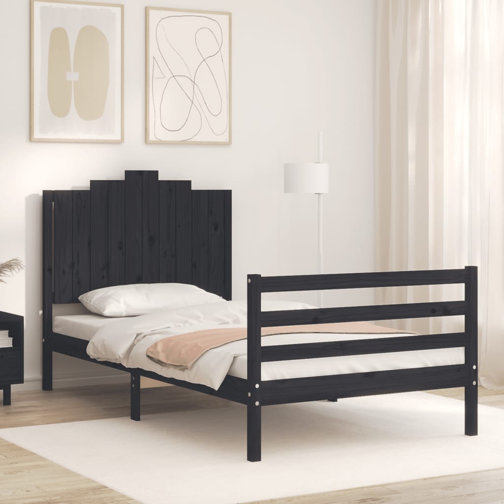 vidaXL Bed Frame without Mattress Black 100x200 cm Solid Wood