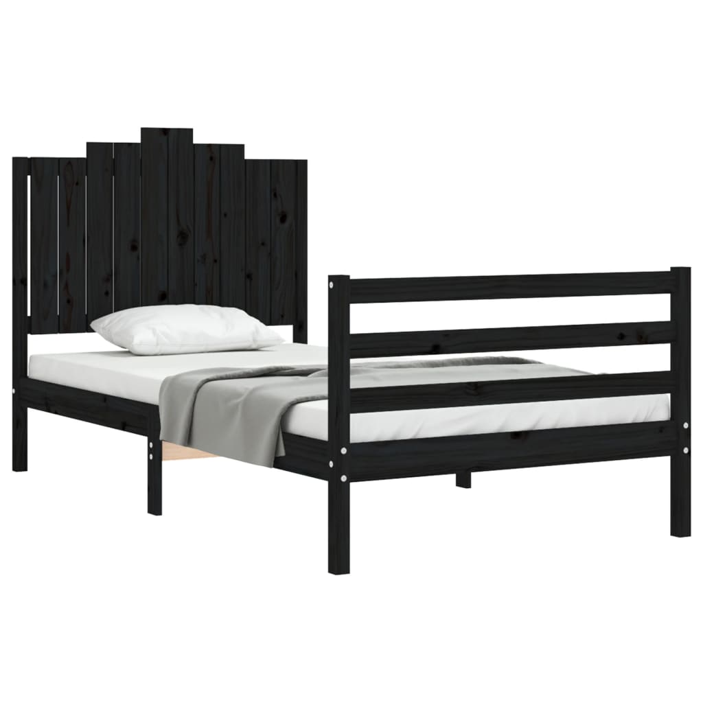 vidaXL Bed Frame without Mattress Black 100x200 cm Solid Wood