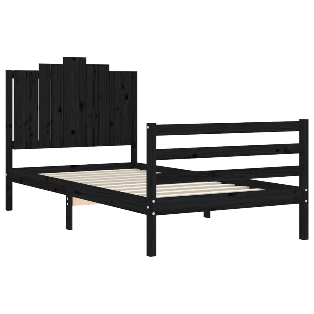 vidaXL Bed Frame without Mattress Black 100x200 cm Solid Wood