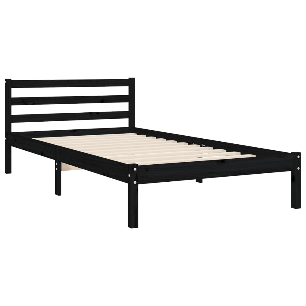 vidaXL Bed Frame without Mattress Black 100x200 cm Solid Wood