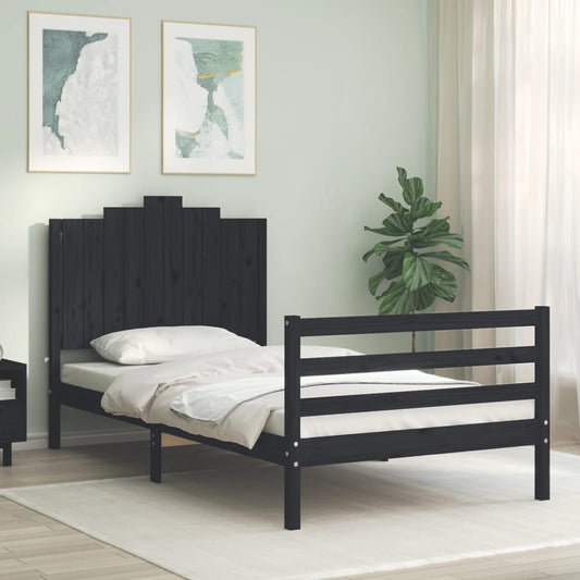 vidaXL Bed Frame without Mattress Black 100x200 cm Solid Wood