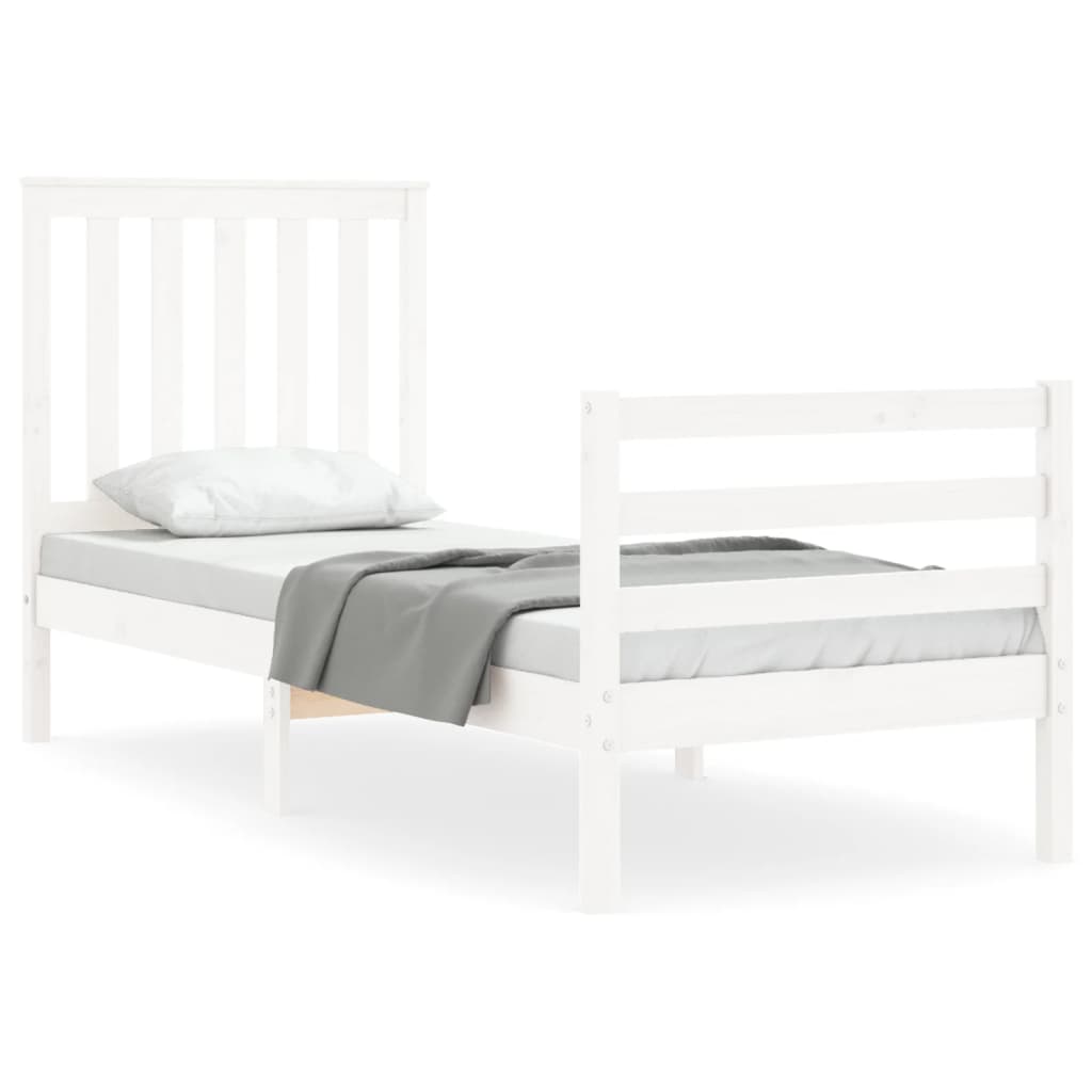 vidaXL Bed Frame without Mattress White Small Single Solid Wood