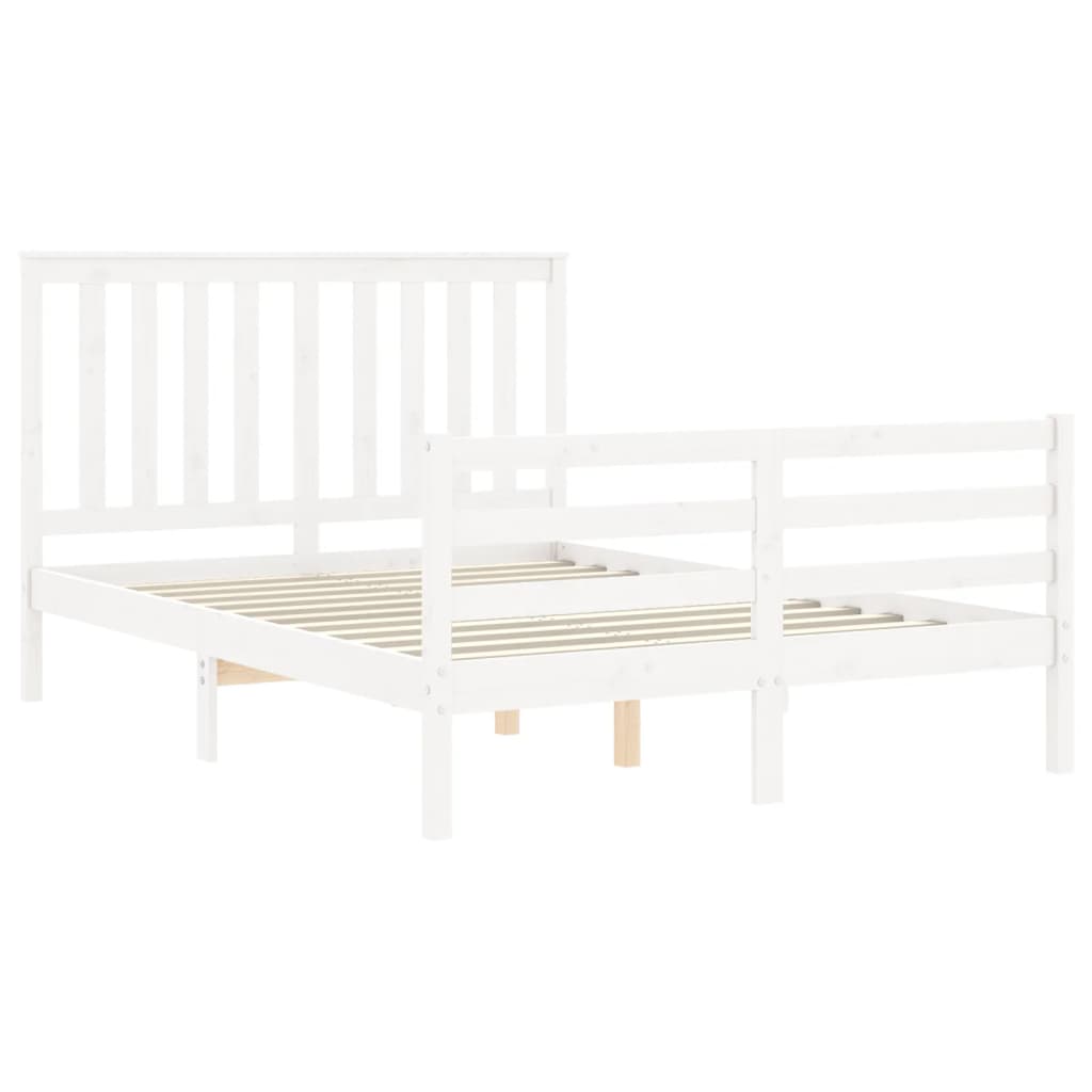 vidaXL Bed Frame without Mattress White Double Solid Wood