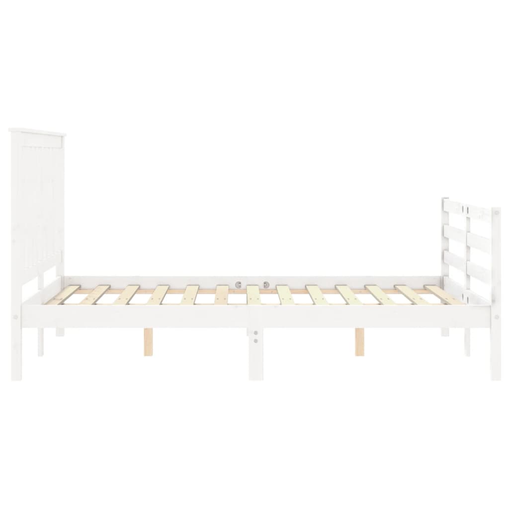 vidaXL Bed Frame without Mattress White Double Solid Wood