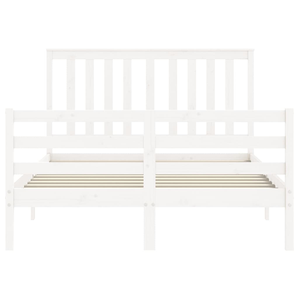 vidaXL Bed Frame without Mattress White Double Solid Wood