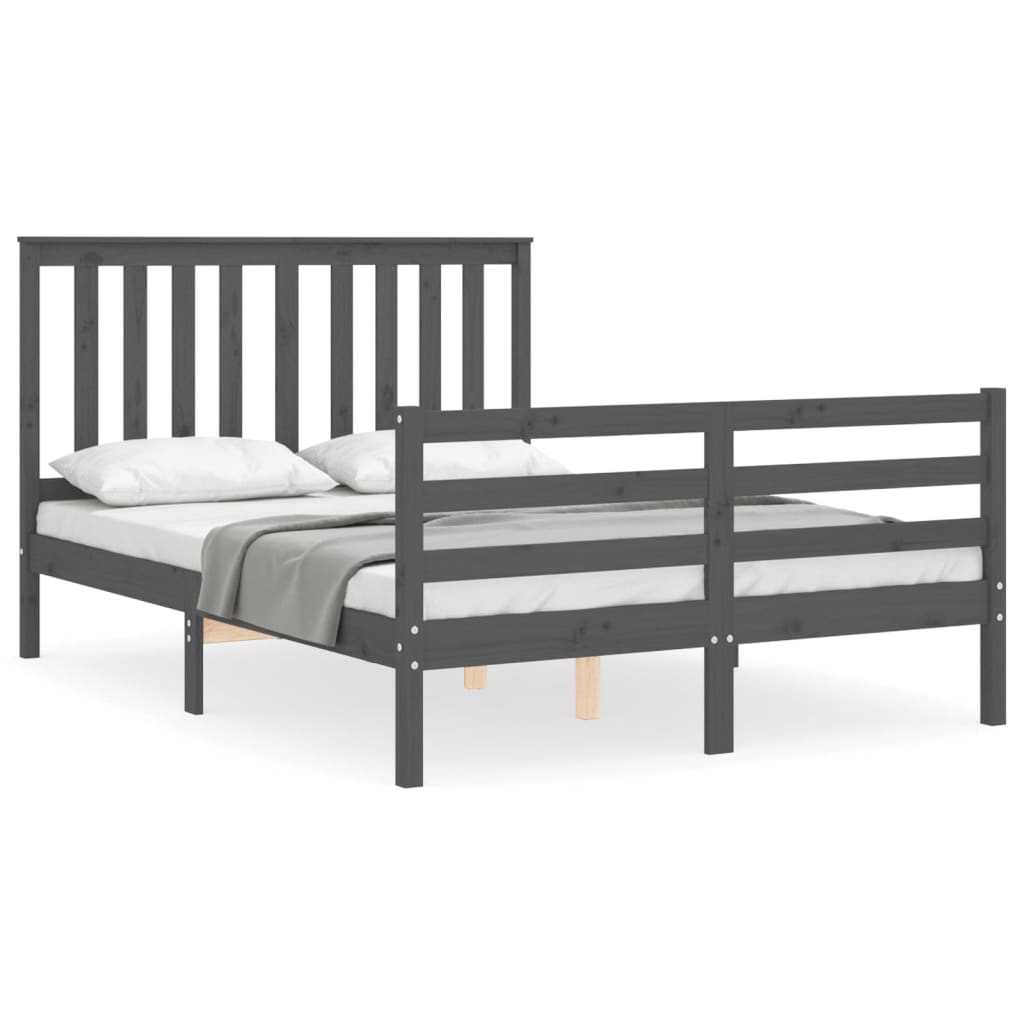 vidaXL Bed Frame without Mattress Grey 140x190 cm Solid Wood