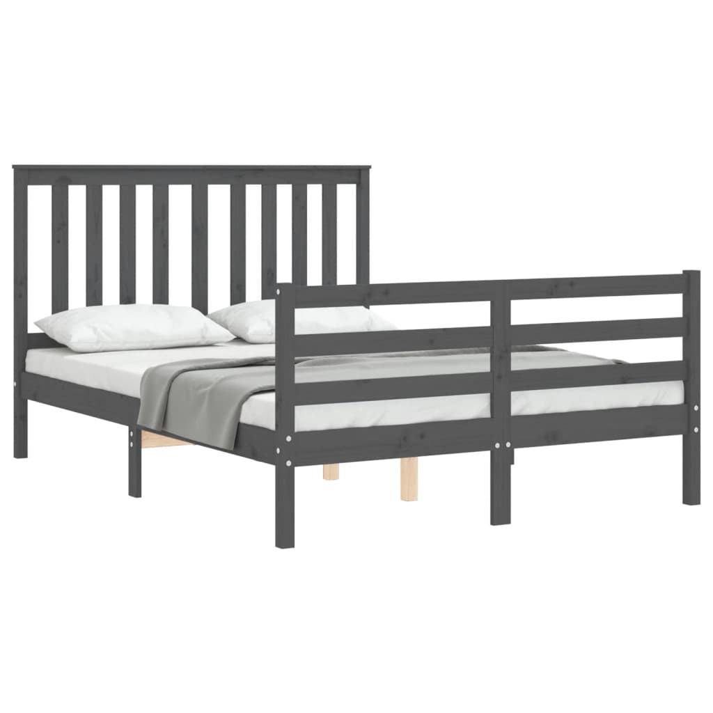 vidaXL Bed Frame without Mattress Grey 140x190 cm Solid Wood