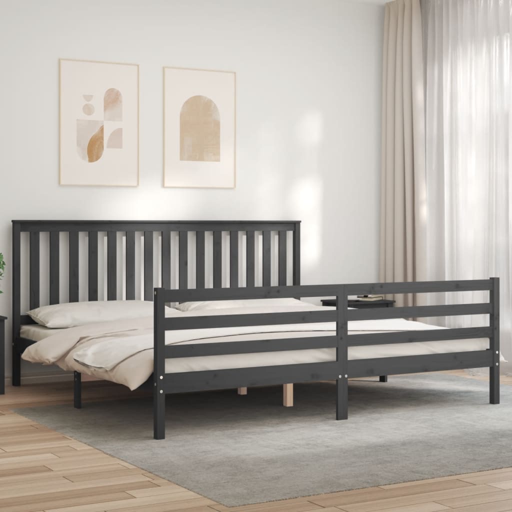 vidaXL Bed Frame without Mattress Grey 200x200 cm Solid Wood