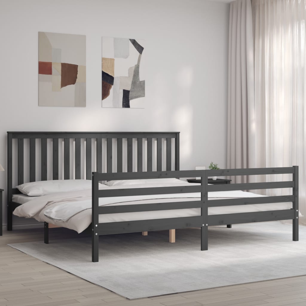 vidaXL Bed Frame without Mattress Grey 200x200 cm Solid Wood