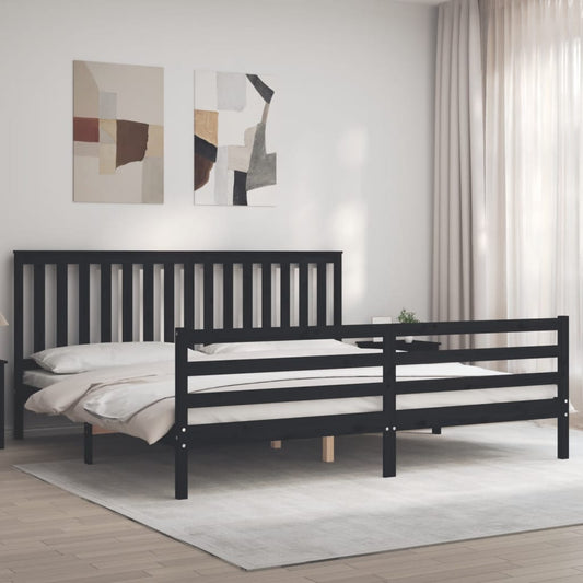 vidaXL Bed Frame without Mattress Black 200x200 cm Solid Wood