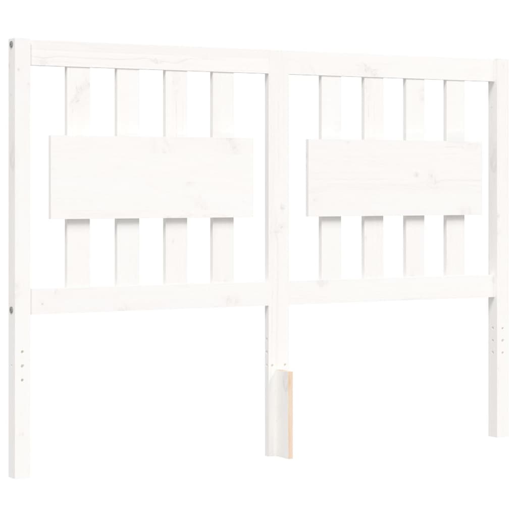 vidaXL Bed Frame without Mattress White Double Solid Wood