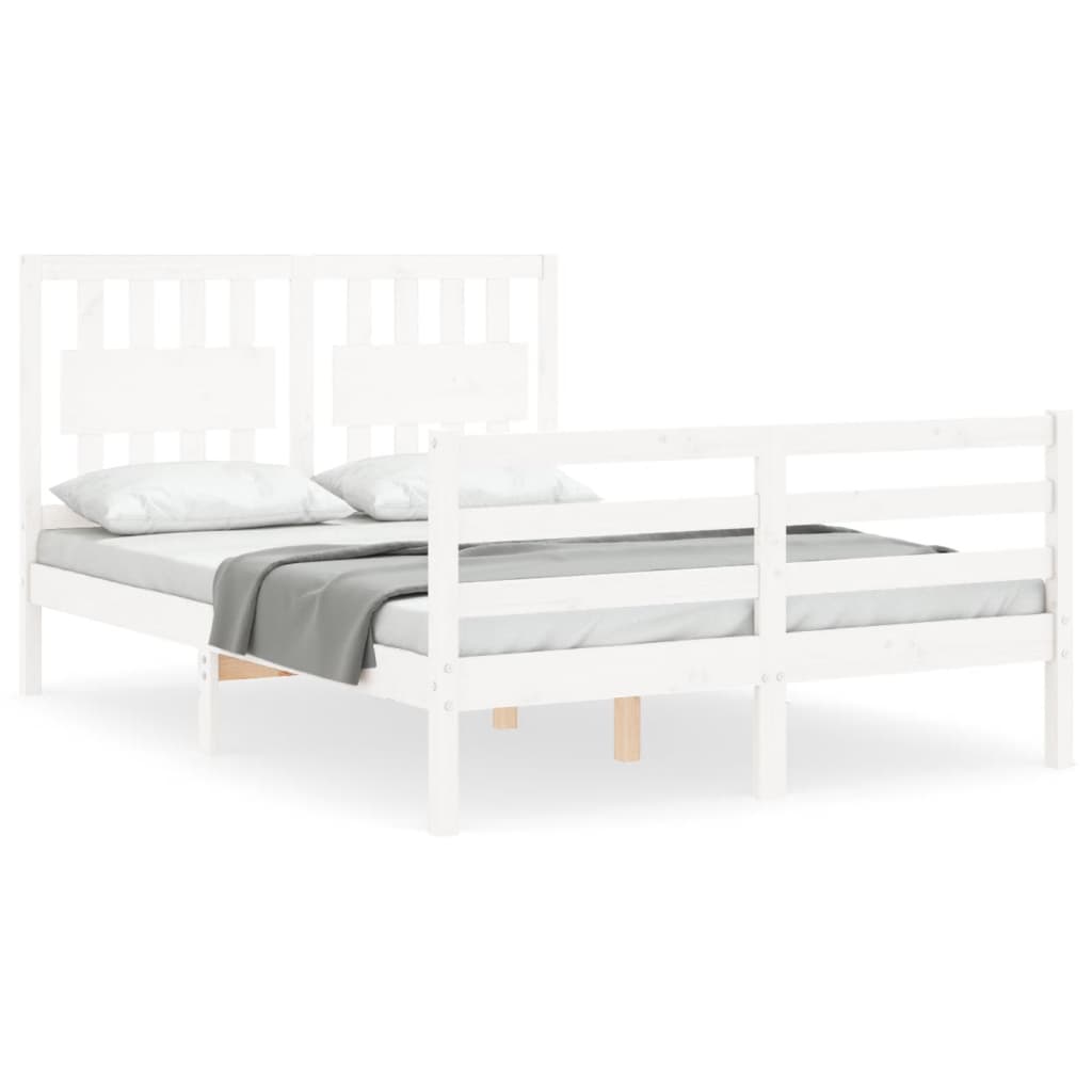 vidaXL Bed Frame without Mattress White 140x190 cm Solid Wood