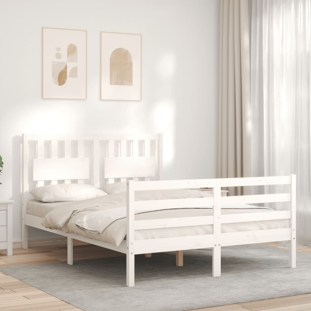 vidaXL Bed Frame without Mattress White 140x190 cm Solid Wood