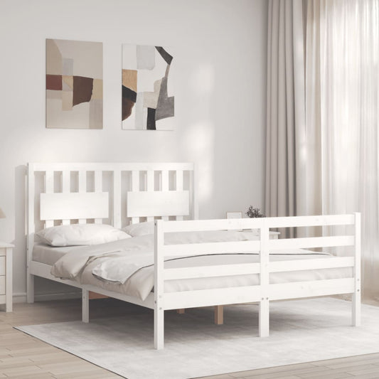 vidaXL Bed Frame without Mattress White 140x190 cm Solid Wood