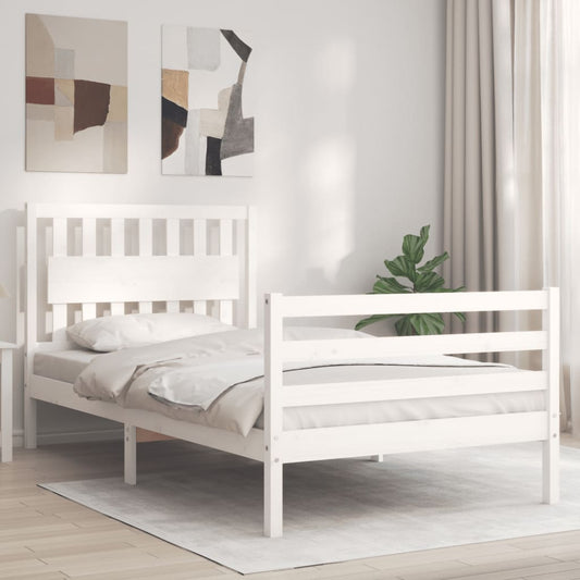 vidaXL Bed Frame without Mattress White 100x200 cm Solid Wood