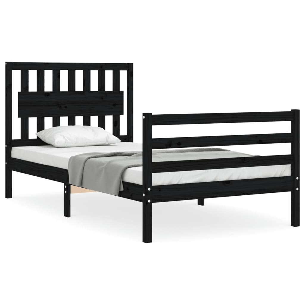 vidaXL Bed Frame without Mattress Black 100x200 cm Solid Wood