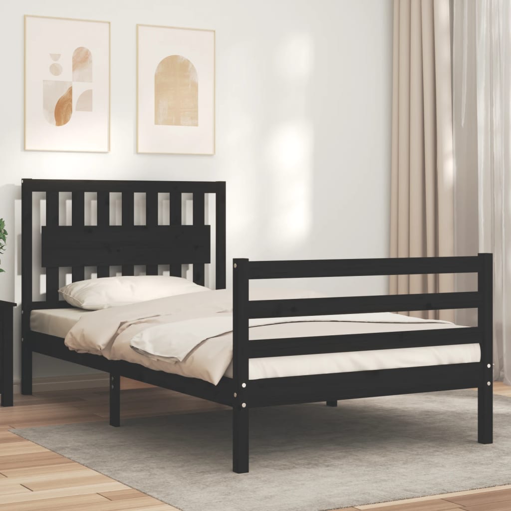 vidaXL Bed Frame without Mattress Black 100x200 cm Solid Wood