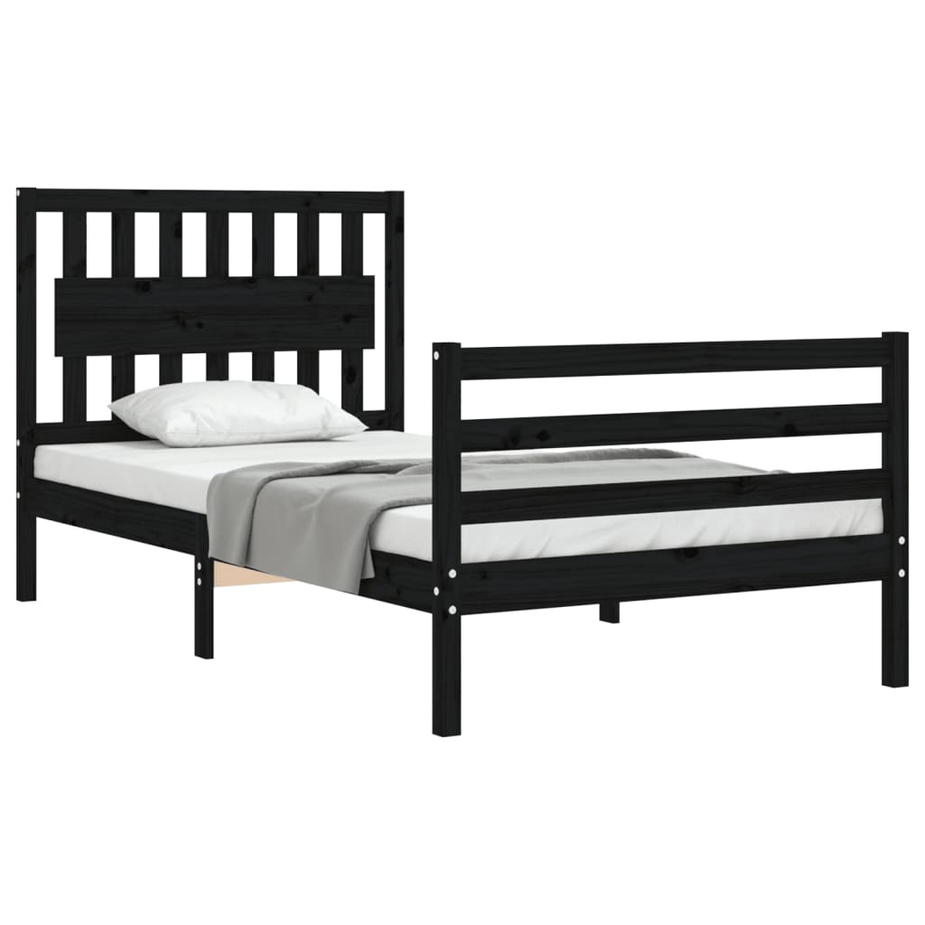 vidaXL Bed Frame without Mattress Black 100x200 cm Solid Wood