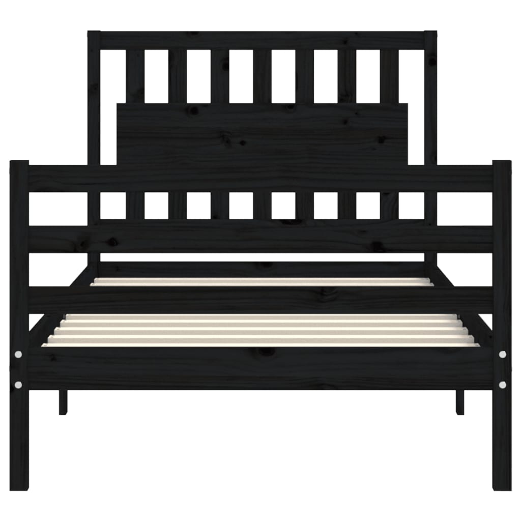 vidaXL Bed Frame without Mattress Black 100x200 cm Solid Wood