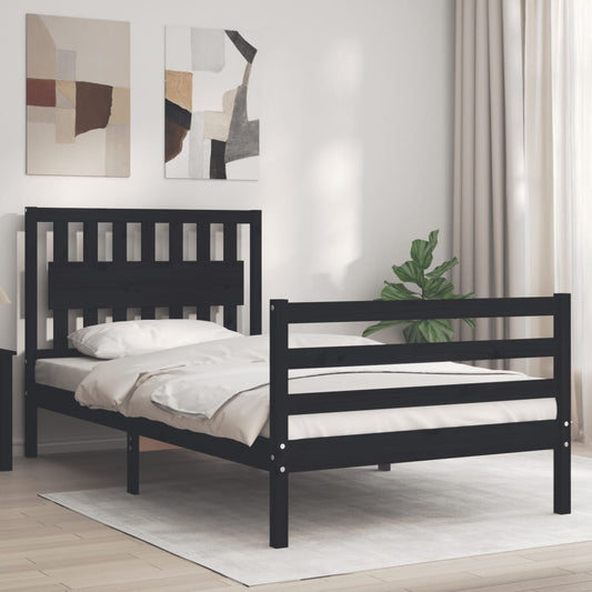 vidaXL Bed Frame without Mattress Black 100x200 cm Solid Wood