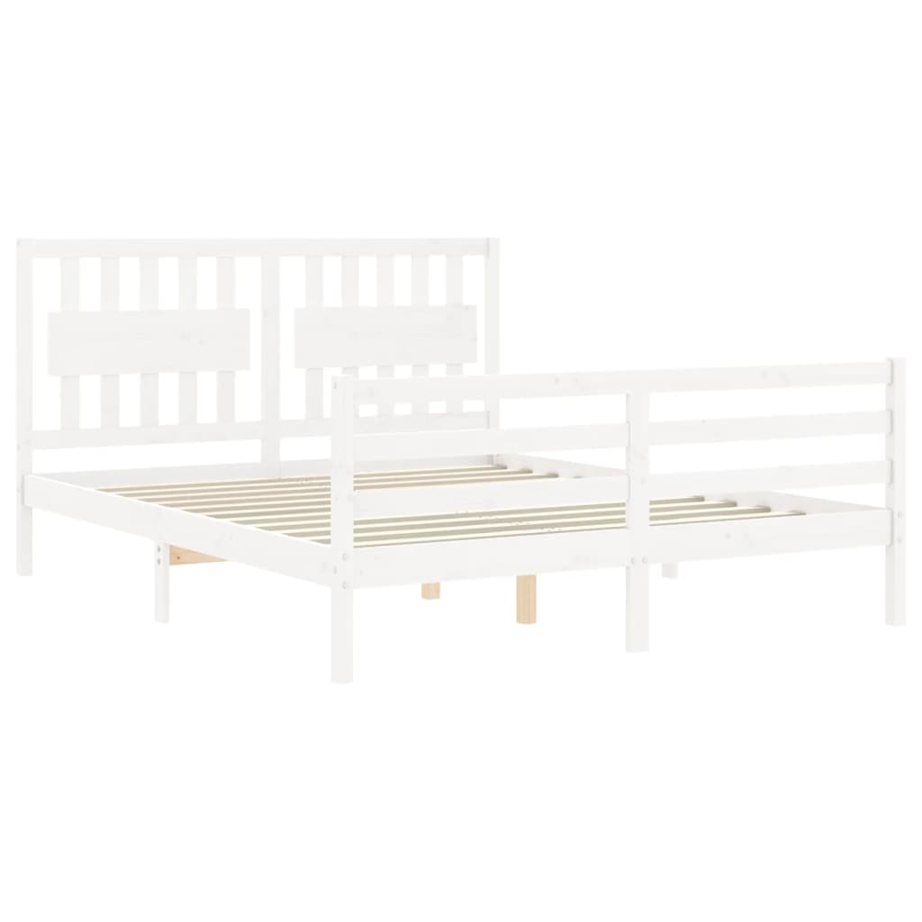 vidaXL Bed Frame without Mattress White King Size Solid Wood