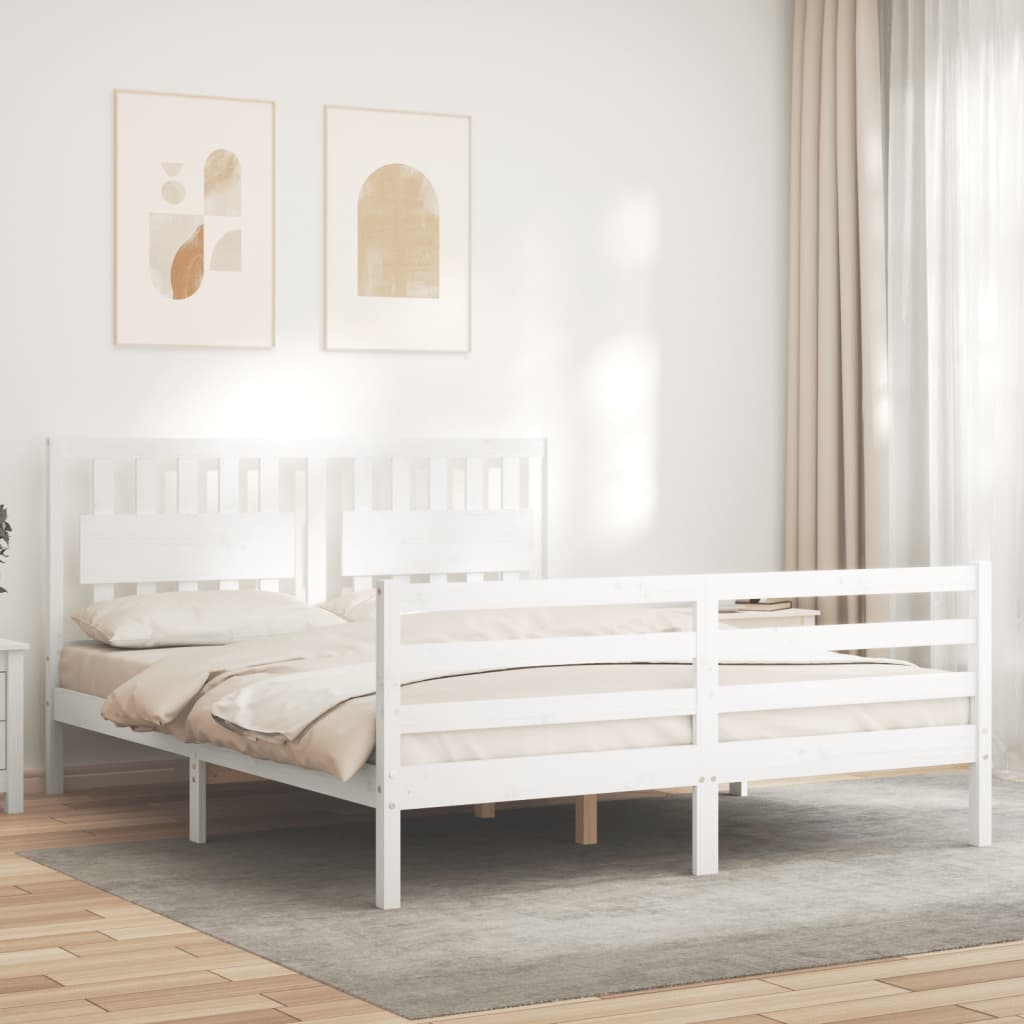 vidaXL Bed Frame without Mattress White 160x200 cm Solid Wood